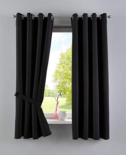 Gardinenbox Newyork 201920600-2 Lot de 2 Rideaux occultants occultants avec œillets insonorisants et Protection UV Noir H x l 160 x 140 cm