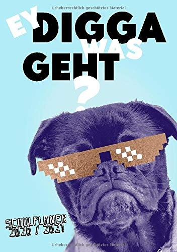 Schulplaner 2020 2021 Schüler Jungen: Gymnasial- und Schulplaner 2020/2021, von August 2020 bis Juli 2021, Din A5, Ey Digga, blau