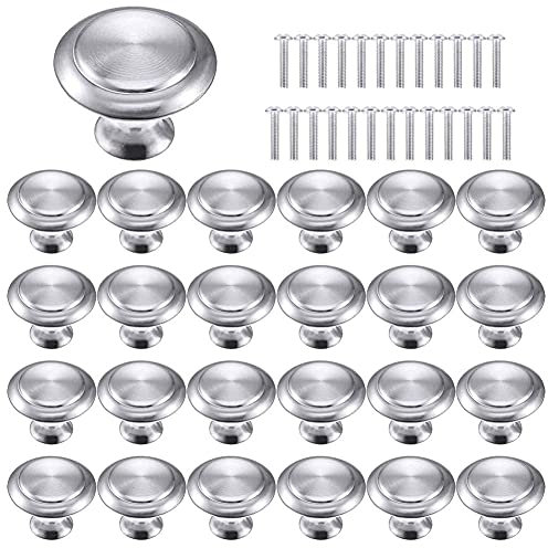 25 Maniglie Per Cassetti,Maniglie Per Porte Tonde In Acciaio Inox,Maniglie Semplici Monoforo,Maniglie In Metallo Con Viti,Adatte Per Mobili Da Cucina,Armadi Da Interni,Cassetti Da Scrivania