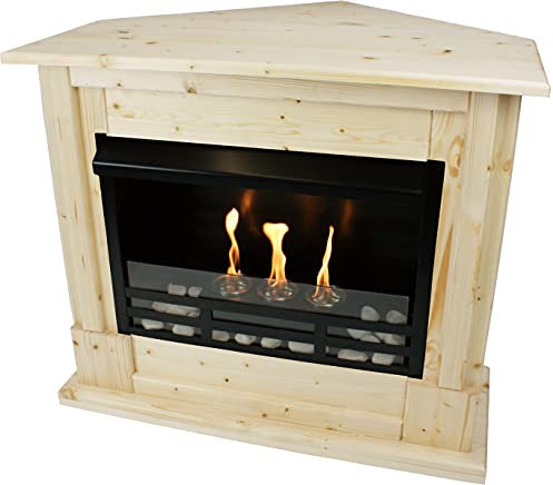 Kaminbau Mierzwa Chimenea de Gel y etanol Horno Estufa Esquina Apollo Incluye Juego de Accesorios + Cristal de Seguridad - Naturaleza