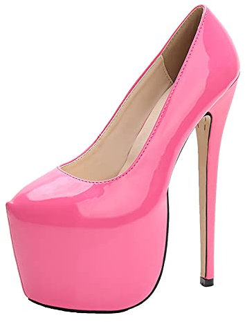 BeAUZQ Femmes 18cm Talons Hauts Plateforme Stilettos Talons Hauts Escarpins Mode Robe De Soirée De Mariage Chaussures De Bal Sexy Stripper Talons Hauts Plus La Taille Unisexe,Rose,40 EU