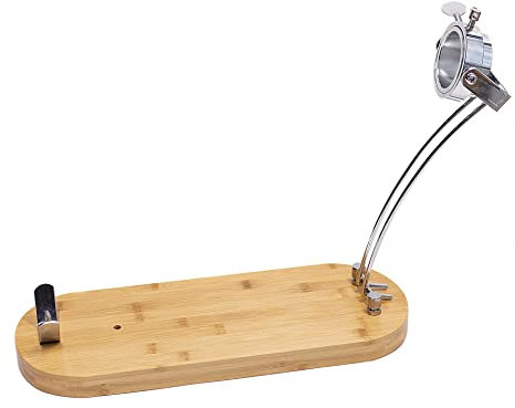 Fackelmann Soporte Jamonero plegable giratorio de bambú, jamonera, jamonero de diseño fresco, madera barnizada y soporte en acero cromado, Base de 48 x 19,5 x 3cm, 1 ud