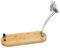 Fackelmann Soporte Jamonero plegable giratorio de bambú, jamonera, jamonero de diseño fresco, madera barnizada y soporte en acero cromado, Base de 48 x 19,5 x 3cm, 1 ud