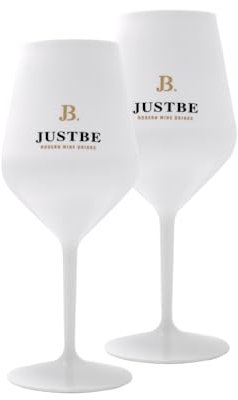 JustBe - Calici in vetro acrilico infrangibile, 2 pezzi, colore: Bianco