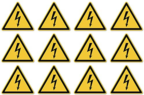 Warnung vor elektrischer Spannung: W012 - DIN EN ISO 7010 / ASR A1.3 - Aufkleber: 2,5 cm, 12 Stück