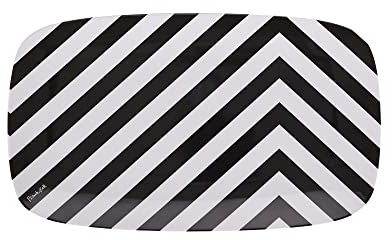French Bull 13 Rectangular Platter - Melamine Platters and Serving Ware - Plate, Dish, Serving, Collection - Black & White