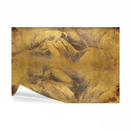 decomonkey Fototapete Blumen, 400x280 cm, Steineffekt Braun Gelb Beton | Blätter, Laub, Vlies, Schlafzimmer, Wohnzimmer, Tapete, Fototapeten, Tapeten, Vliestapete, Wandtapete, moderne, Wand