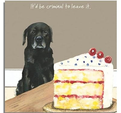 The Little Dog Laughed Artistic Open Blank Greeting Card - Arthur The Black Labrador - Criminal - From The Digs & Manor Collection - Suitable For Birthdays, Anniversaries, & Other Occasions