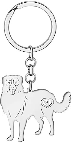 LONYOO Edelstahl niedlichen Hund Schlüsselanhänger Haustiere Hund Geschenke für Hundeliebhaber Frauen Mädchen Welpe Ringe Auto Schlüssel Geldbörse Charms (Versilbert Australischer Schäferhund)