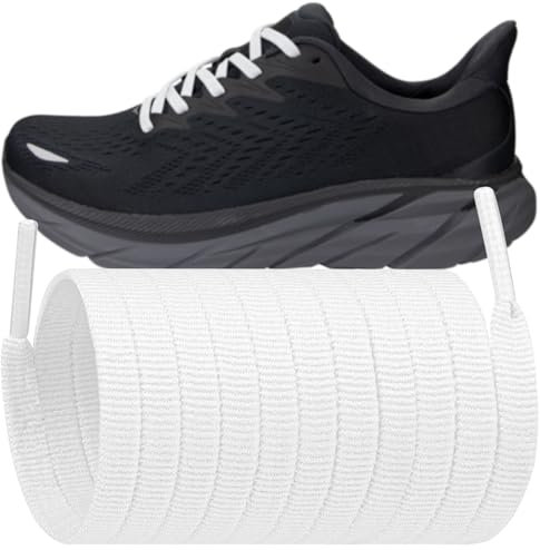 Endoto Shoelaces for HOKA ONE ONE Flat Shoe Laces Replacement Running Sneakers Shoes Strings(Color:White,Size:45Inch)