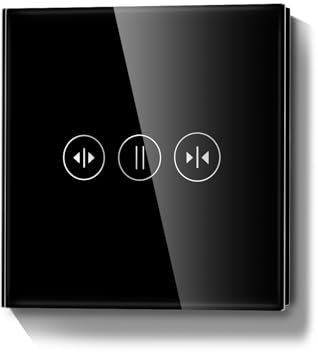 LIAONFOY WIFI WLAN Kontrolliert Vorhangschalter Unterputz Glas Touchscreen Schalter Smartphone Steuerung SmartLife Kompatibel mit Alexa Google Home Schwarz 90-250V 2.4GHz Neutraldraht Erforderlich