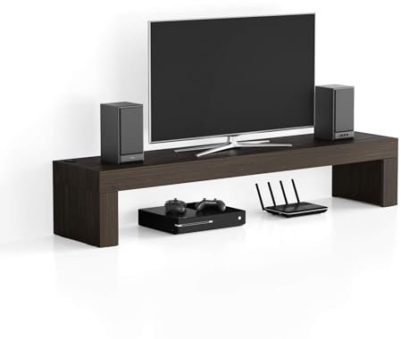 Mobili Fiver, Porta Tv Evolution 180x40, Noce Scuro, con Caricatore wireless, 180 cmx40 cmx35 cm, Mobile Tv moderno per tv fino a 77'', Made in Italy