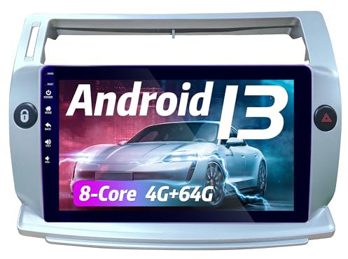 para Citroën C4/ C-Triomphe 2004-2009 Radio, Navegador GPS Android 13 Radio de Coche para Citroën C4 2004-2009 9 Pantalla táctil BLU-Ray, Android 13 Octa-Core 64 GB ROM 4 GB