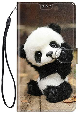 ChoosEU Hülle für iPhone 15 Klapphülle Muster Handytasche Leder Schutzhülle Flip Case Stoßfeste Silikon Motive für Mädchen Handyhülle Motiv Klappbar Lederhülle Cover iPhone 15 - Panda