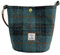 TAILORMAP Harris Tweed Frauen Bucket Bag Schultertasche Handtasche mit zwei Arten von Lederriemen, Marineblau