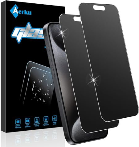 Aerku 2 Stück Matte Sichtschutz Schutzfolie Kompatibel mit iPhone 15 Pro für Panzerglas Matt, Anti Fingerabdrücke Matte Anti-Spy Folie, 9H Blendschutz Privacy Anti-Spähen Schutzglas -6.1 Zoll