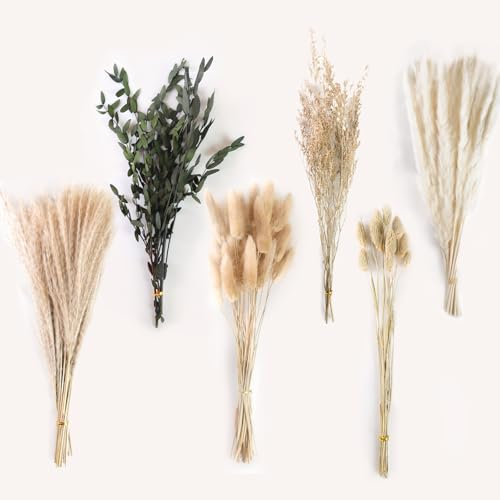 HOTUT Pampas Secas Decoración, 65 Piezas Hierba de Pampas Natural 40 cm, Ramos de Flores Secas para el Hogar, Boda y Decoración