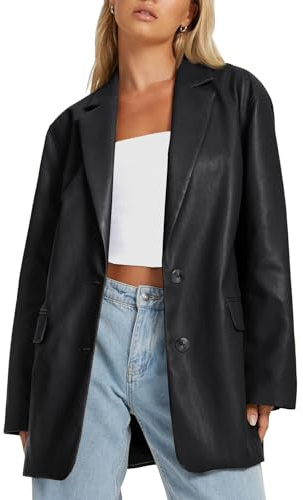 AUTOMET Womens Leather Jackets Faux Motorcycle Coats Bomber Outfits Fall Fashion Tops 2026 Winter Trendy Clothes Black XXL