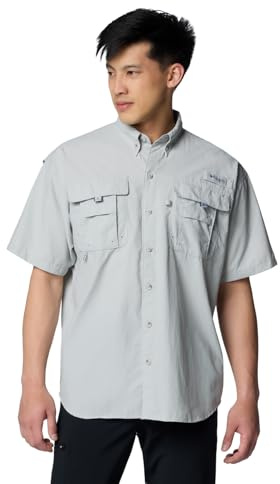 Columbia Men's PFG Bahama II Short Sleeve Shirt, Cool Grey, XL Tall