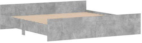vidaXL Bettgestell, Bettrahmen mit Lattenrost, Bett Gästebett mit Kopfteil Fußteil, Metallbett Doppelbett Schlafzimmerbett, Betongrau 180x200cm