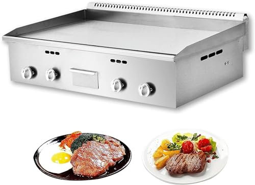 Piastra Elettrica da 220V, Temperature 50-300℃, Professionale, in Acciaio Inox con Vassoio Anti-Schizzo, Piastra Cottura Commerciale 73x40 cm Griglia Barbecue Elettric per Ristorante Mensa,1mx50cm-1pc