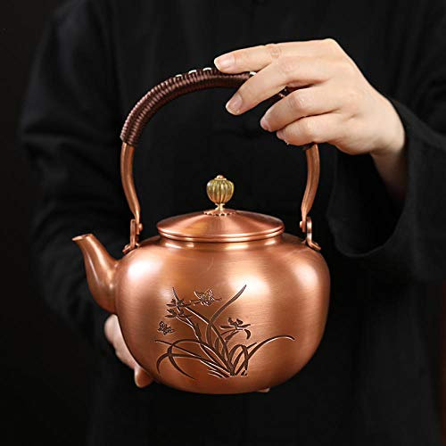 Bouilloire en cuivre, Bouilloire, Grande capacité, cuivre Pur, théière, théière, Pot en cuivre épaissi Domestique, cuisinière électrique en céramique, théière-orchidée