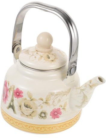 Garneck Wasserkessel Aus Emaille Retro-teekessel Praktischer Griff Für Einschenken Von Heißem Wasser Und Tee Hitzebeständiger Boden Für Induktionsherde Und Gasherde Elegant Und Schön