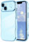 LCHULLE for iPhone 14 Plus Case for Women Girls,Cute Curly Wave Frame Shape Love Heart Pattern Phone Case,Raised Camera Protection Plating Shockproof Cover for iPhone 14 Plus 6.7,Blue
