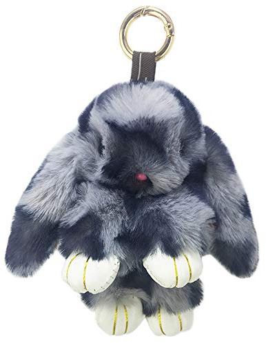 Xsclpomddy Porte-clés en forme de lapin doux et mignon en fausse fourrure de lapin pour sac à main de voiture