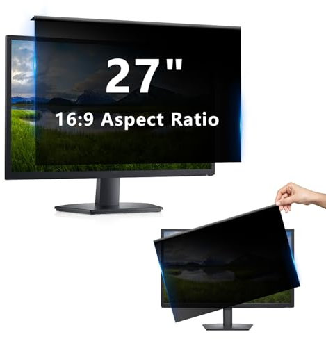 WVMNQO 27 Zoll Hängender Blickschutzfolie für Computermonitor mit 16:9, Hochtransparent und Nicht Verschwommen, Keine Installation erforderlich, Anti-Blaulicht, Anti-UV, Kratzfest, No Anti-Glare