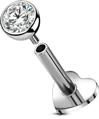 OUFER Body Piercing Helix Piercing Schmuck Intern CZ Lippenstecker Bar Titan Labret Piercing Schmuck 16G Knorpel Ohrringe 5/6/8/10/12mm Conch Lippenpiercing Tragus Ohrringe