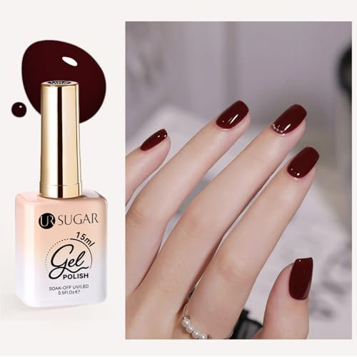 UR SUGAR Gel Semipermanente 15ml Marrón Rojizo - Barniz UV/LED Resistente 21 Días, Esmalte Francés para Todo el Año, Manicura Profesional en Casa