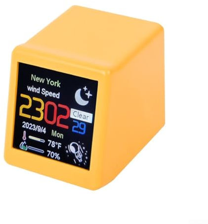 Zilimontt Estación meteorológica inteligente WIFI, Mini para Smart WIFI Estación meteorológica Decoración de juegos Adorno digital, Mini reloj inteligente, Reloj despertador inteligente (naranja)