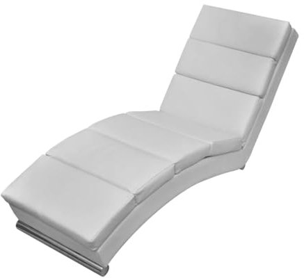 LAPOOH Chaiselongue, Relaxliege Wohnzimmer, Relaxsessel, Lesesessel, Ruhesessel, Schlafsessel, Weiß Kunstleder