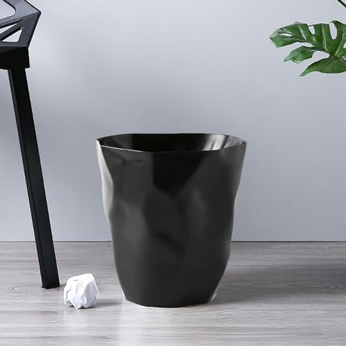 Kavolet Contenedor de Basura para Baño, Contenedor de Basura Redondo, Papelera de Gran Capacidad, Papelera para el Hogar y el Baño (Negro)