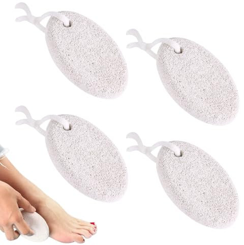 4 Stück Bimsstein Fußpflege - Natur Pumice Stone für Hornhaut und Hautverhärtungen Entfernung an Füßen und Händen