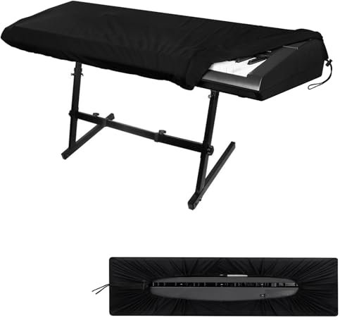 SIRUITON 66-Key Piano Keyboard Cover Ultra-Dustproof, Heavy-Duty Soft Oxford Material with Drawstring and Locking Clasp - Protective for Electronic Keyboards, Digital Pianos, Yamaha, Casio, Consoles
