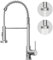 BESy Polished Chrome Kitchen Sink Tap, 2 Function Kitchen Sink Mixer Taps with Pull Out Spray, Brass High-Arc 360° Swivel Single Handle Spring Rv Taps
