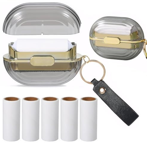 Juego de 6 rodillos de pelusa de viaje de doble cara, mini rodillo de pelusa portátil, rodillo de pelusa de viaje, reutilizable, adecuado para viajes en casa y eliminación de polvo y pelusa con 5