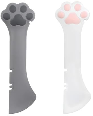 BOXOB 2pcs Pet Food Can Spoon, Silicone Dog Food Can Opener Cute Cat Paw Scoop for Wet Food Pet Can Spatula Multifunctional Canned Food Mixing Spoon for Cat Dog Dry Food Pet Supplies (White, Grey)