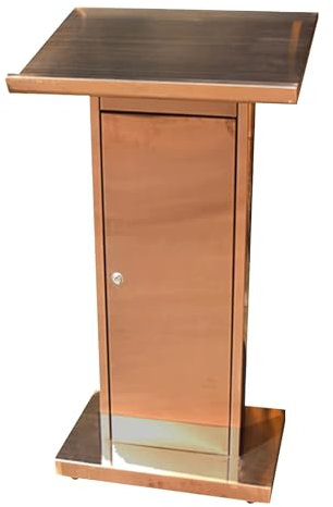 SBCGFY Luxus-Rednerpult, neigbar, Edelstahl, Podiumständer, Konferenztisch, Rotgold, 60 x 48 x 122 cm, Stehpult