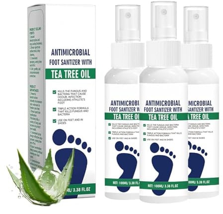 Foot Sanitizers Spray With Tea Tree Oil, 100ml Antimicrobials Foot Sanitiser Spray, Foots Odourspray For Smelly Feet, Liquid For Smelly Feet Sweat Remover For Athletes (3)