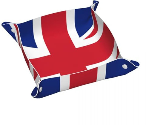 Bandeja de PVC con Estampado de la Bandera patriótica del Reino Unido - Organizador Plegable a presión para Monedas,teléfono y Relojes,Ligero,para Viajes,Azul S