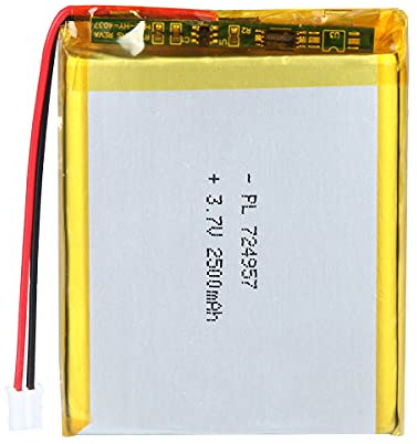 LiPo Akku 3,7V 2500mAh 724957 mit JST-Kabel – Wiederaufladbarer Lithium Polymer Akku für Bluetooth-Lautsprecher, DIY-Projekte und Elektronikgeräte