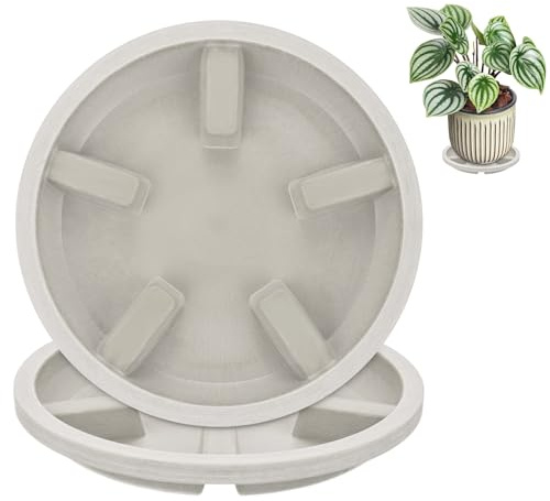 M METERXITY 2er Pcs Pflanzuntersetzer 6 Zoll 15.2cm Außendurchmesser Anti-Fäulnis Wurzel Harz Blumentopf Untersetzer Für Innen [4.7 Zoll Innendurchmesser Hellgrau]