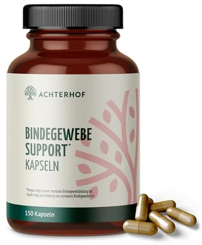Bindegewebe Support Kapseln | 150 Stück | mit Kupfer, Vitamin B6, Mangan und Pflanzenextrakten | für Bindegewebe, Hormonsystem und Nerven | Achterhof
