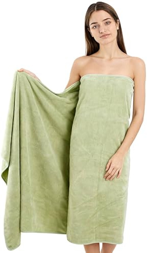 MLACXLT Sauna Handtuch Herren 90 x 180 cm – Saunahandtuch XL Mikrofaser 420 g/m², Extra Weich & Saugstark, Badetücher für Sauna & Wellness Badetücher Größe (Hellgrün)