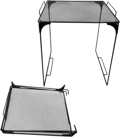 SEWOART Lot de 2 Étagères Métalliques Pliables Noires, Séparateurs Empilables pour Casier, Organisateur sous Évier Cuisine et Salle de Bain, Étagères de Rangement Modulables pour Placard,