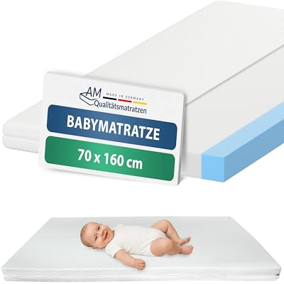 DormiGood Baby Matratze 70x160 Kinderbett - Made in Germany - Kindermatratze 70x160 bis 5 Jahre geeignet - Hochwertiger und geprüfter Komfortschaum mit Trittkanten - Bezug waschbar & abnehmbar