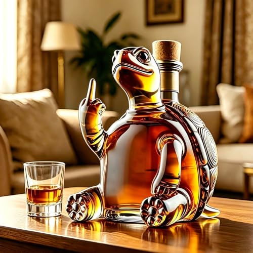 350ML Turtle Decanter Bottle,Turtle Art Crystal Whiskey Decanter | Wine Decanter Rum,Borosilicate Glass Liquor Bottle for Home Bar Decor,Funny 3D Gift Idea for Men,Husband,Father,Boyfriend